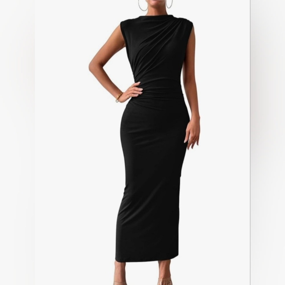 Elegant Black Sleeveless Dress Size L